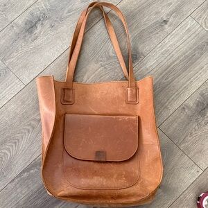 Able Tan Leather Tote Bag